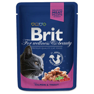 BRIT PREMIUM CHUNKS SALMON TROUT konservi kaķiem Lasis, forele mērcē 100g